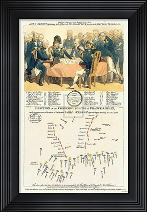 Framed Trafalgar Battle Plan Print
