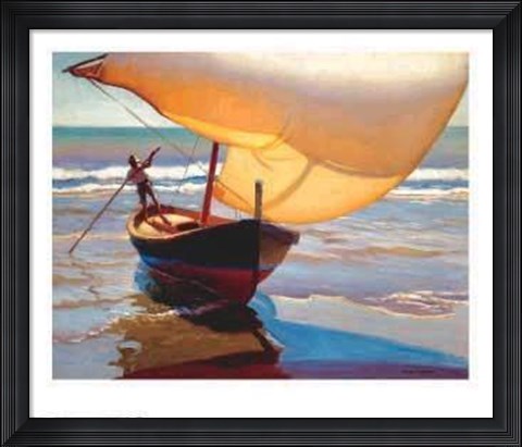 Framed Fishing Boat, Spain Print