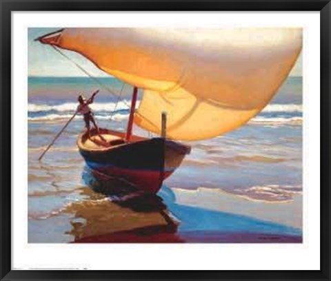 Framed Fishing Boat, Spain Print