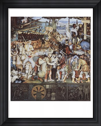 Framed Disembarkation Of The Spanish At Veracru Print
