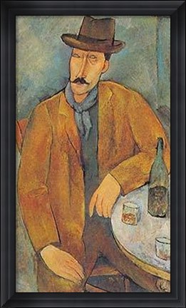 Framed Man With A Wine Glass Print