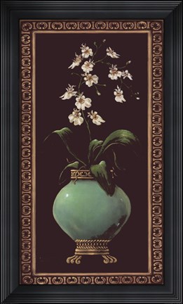 Framed Ginger Jar With Orchids I Print
