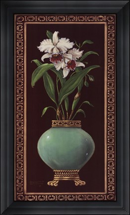 Framed Ginger Jar With Orchids II Print