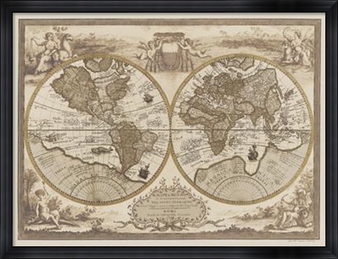 Framed Mappa Del Globo Terraqueo Print
