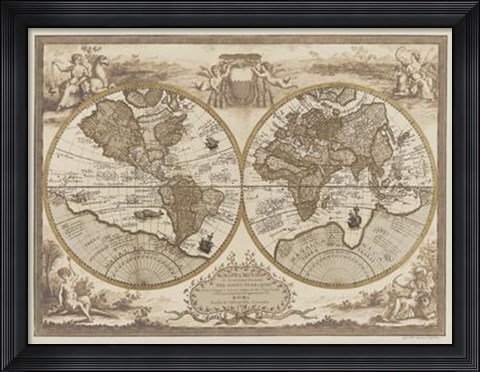 Framed Mappa Del Globo Terraqueo Print