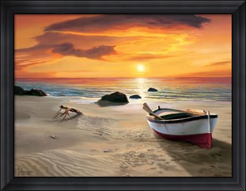 Framed Spiaggia Al Tramonto Print