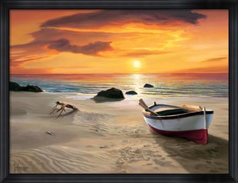 Framed Spiaggia Al Tramonto Print