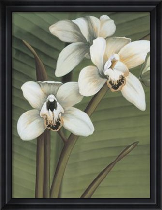 Framed Orchid with Palm I Print