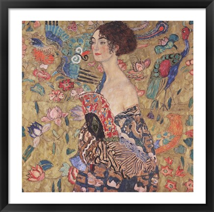 Framed Lady with Fan, c.1917 Print