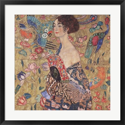 Framed Lady with Fan, c.1917 Print