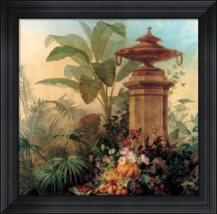 Framed Flowers And Tropical Plants Print