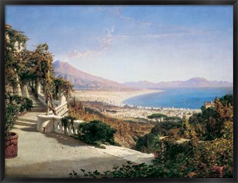 Framed View Of The Bay Of Naples Print