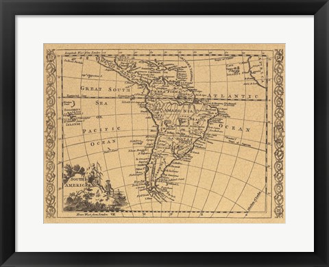 Framed South America, 1802 Print