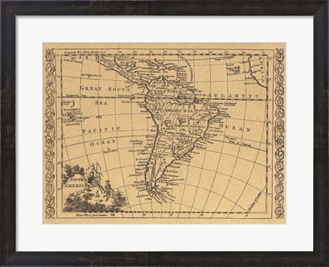 Framed South America, 1802 Print
