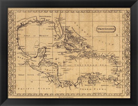 Framed West Indies, 1806 Print