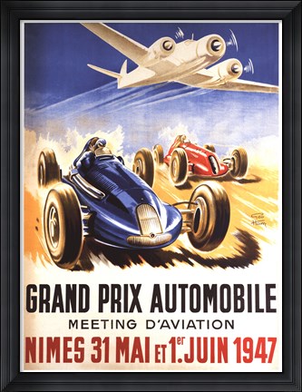 Framed Grand Prix Automobile Nimes Print