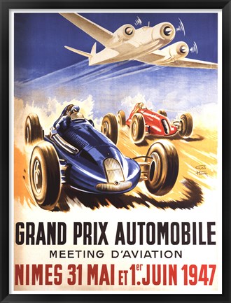 Framed Grand Prix Automobile Nimes Print