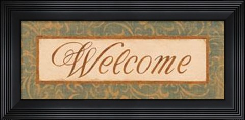 Framed Moss Gold Scroll I Print