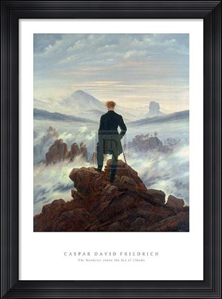 Framed Wanderer Above the Sea of Clouds Print