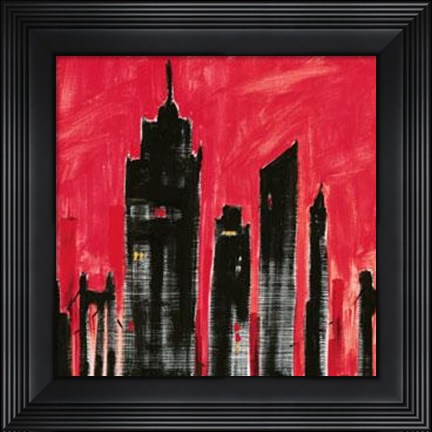 Framed Red Cityscape Print