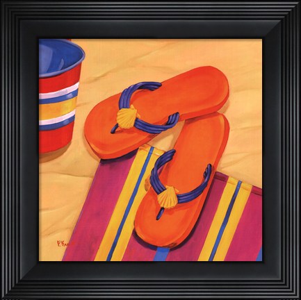 Framed Orange Flip Flops Print