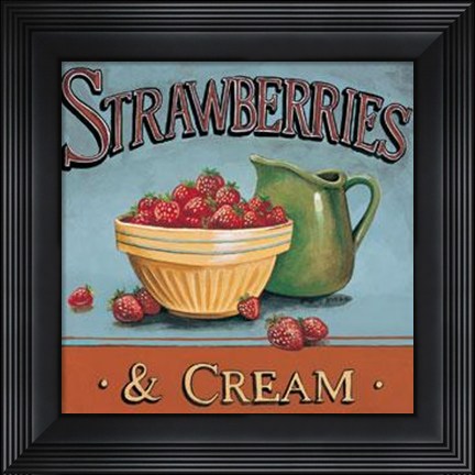 Framed Strawberries Cream Print