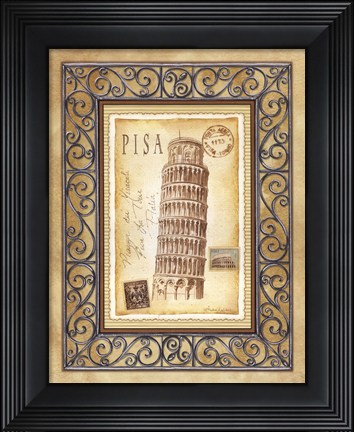 Framed Pisa Postcard Print