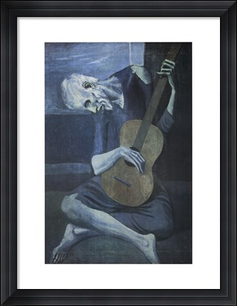 Framed Old Guitarist Print