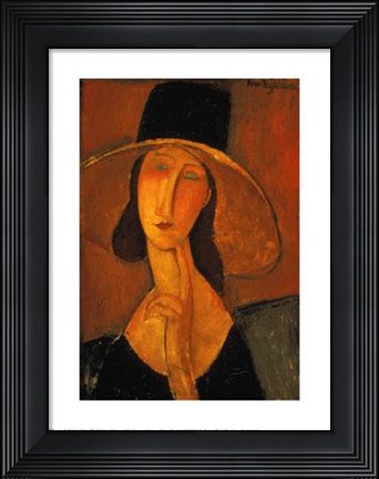 Framed Jeanne Hebuterne With Hat Print