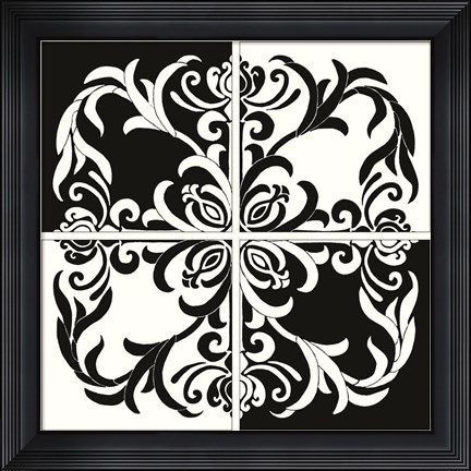 Framed Damask Silhoute I Print