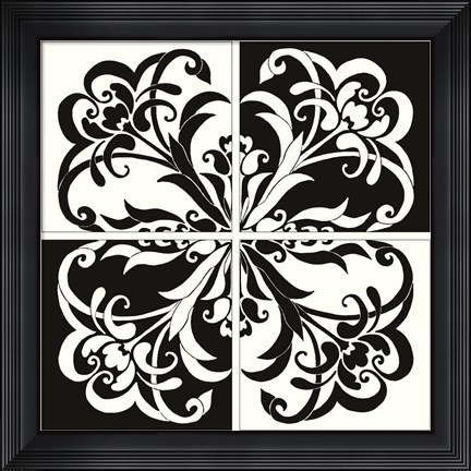 Framed Damask Silhoute II Print