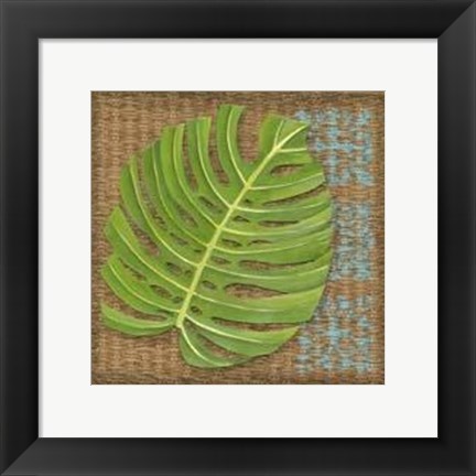 Framed Block Print Palm I Print