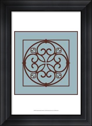 Framed Chocolate And Blue Ironwork I Print