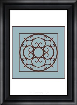 Framed Chocolate And Blue Ironwork II Print