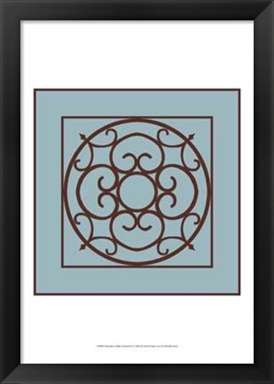 Framed Chocolate And Blue Ironwork II Print