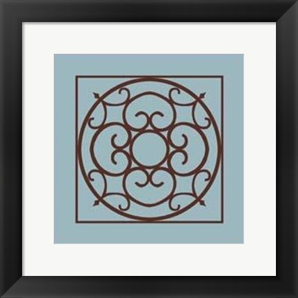Framed Chocolate And Blue Ironwork II Print