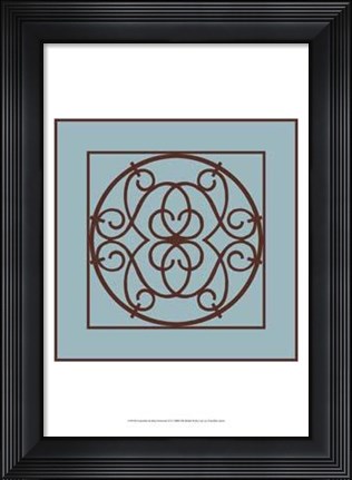 Framed Chocolate And Blue Ironwork III Print