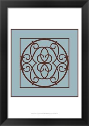 Framed Chocolate And Blue Ironwork III Print
