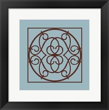 Framed Chocolate And Blue Ironwork III Print