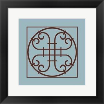 Framed Chocolate And Blue Ironwork IV Print