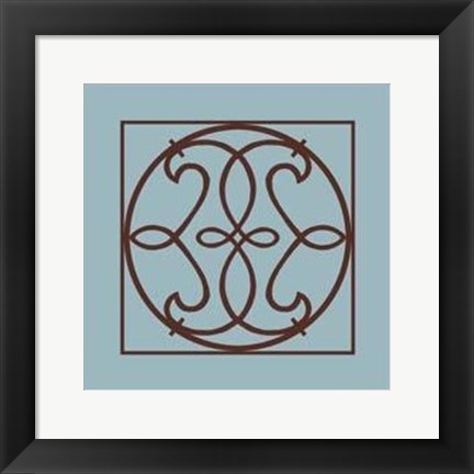 Framed Chocolate And Blue Ironwork V Print