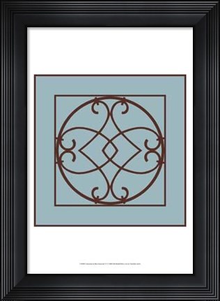 Framed Chocolate And Blue Ironwork VI Print
