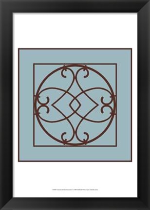 Framed Chocolate And Blue Ironwork VI Print