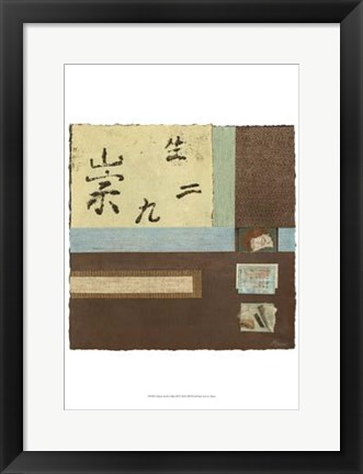 Framed Chinese Scroll In Blue III Print