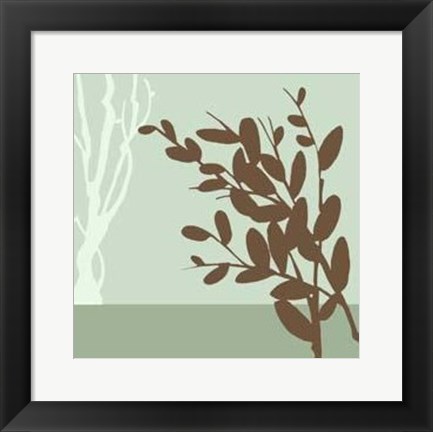 Framed Metro Leaves In Green II Print