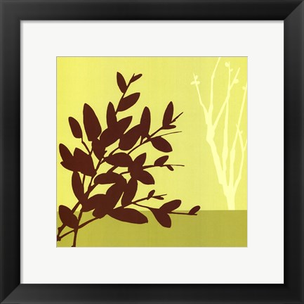 Framed Metro Leaves In Chartreuse I Print