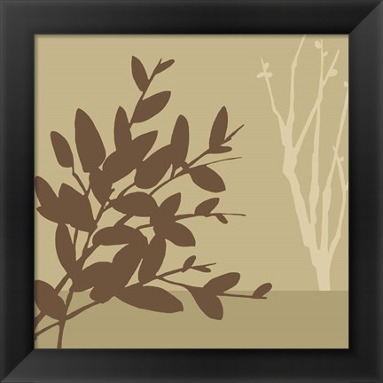 Framed Metro Leaves In Khaki I Print