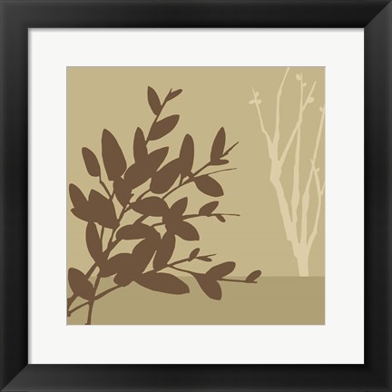 Framed Metro Leaves In Khaki I Print