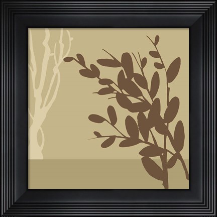 Framed Metro Leaves In Khaki II Print