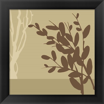 Framed Metro Leaves In Khaki II Print